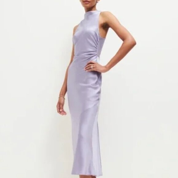 NWOT Reformation Casette Silk Midi Dress Sz4 Aura - Picture 3 of 8
